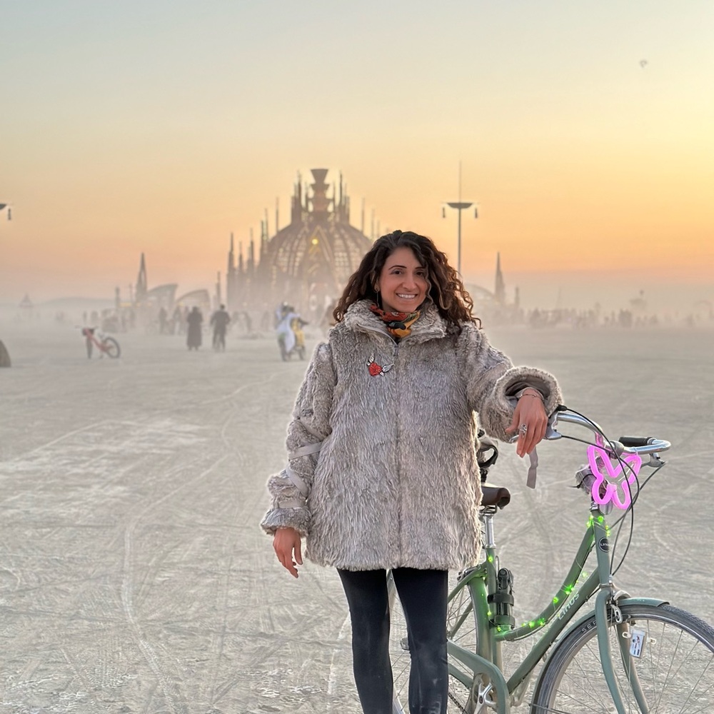 Cozy Burning Man Gray Faux Fur Jacket